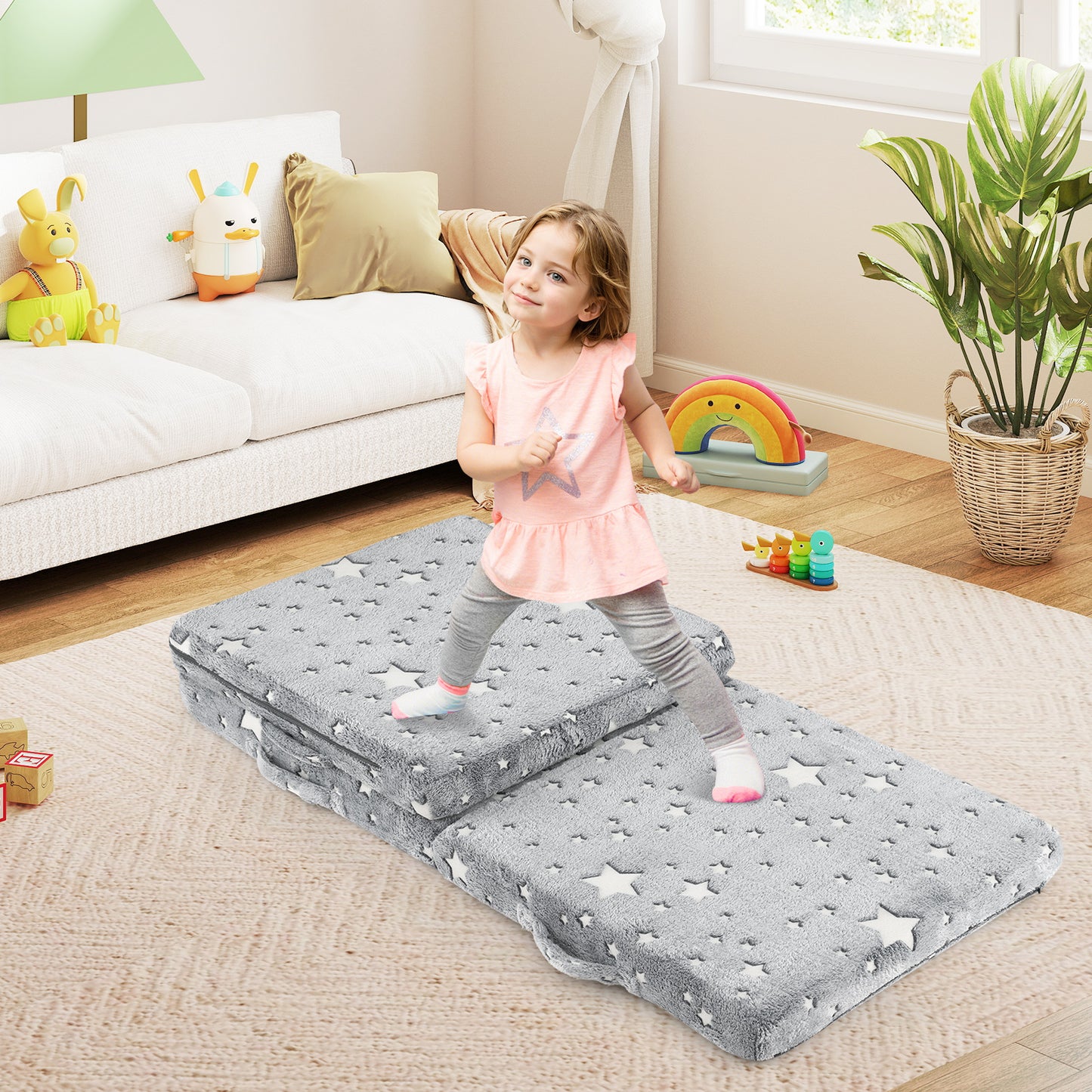 Foldable Floor Mattress for Kids with Washable Cover