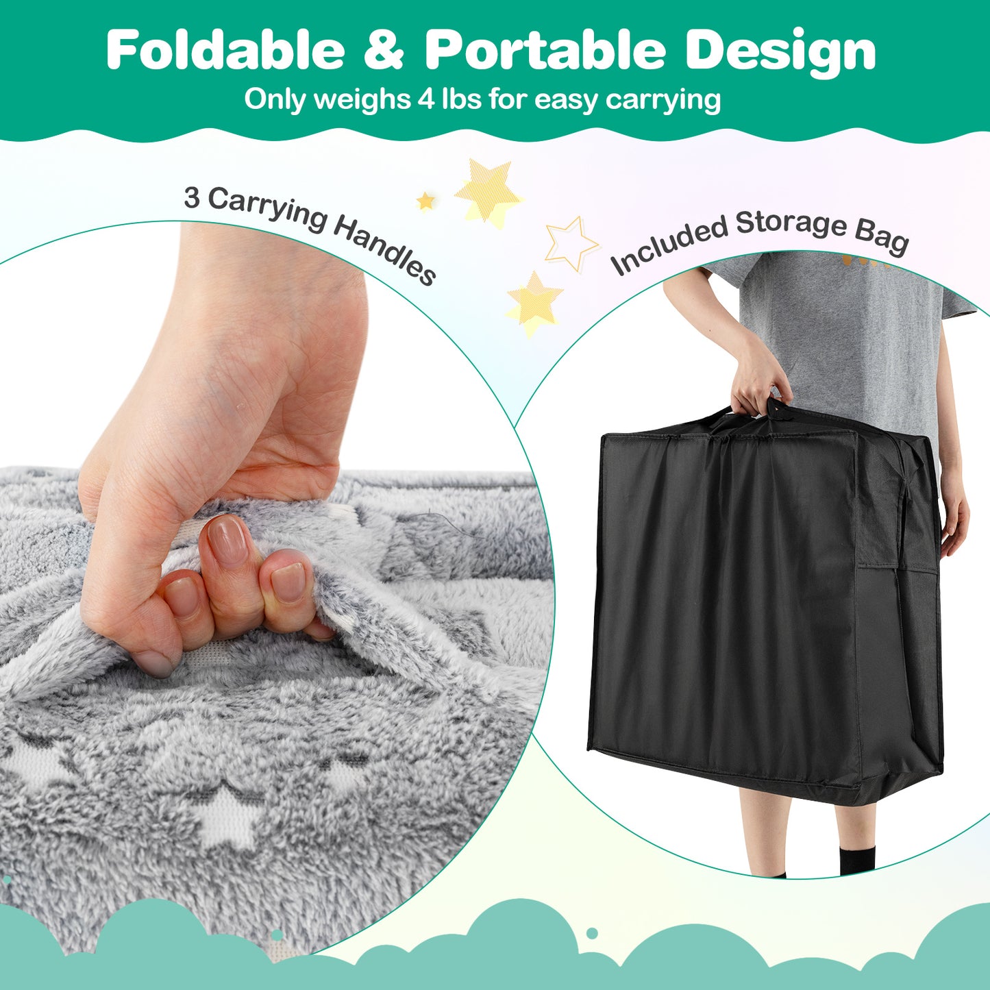 Foldable Floor Mattress for Kids with Washable Cover