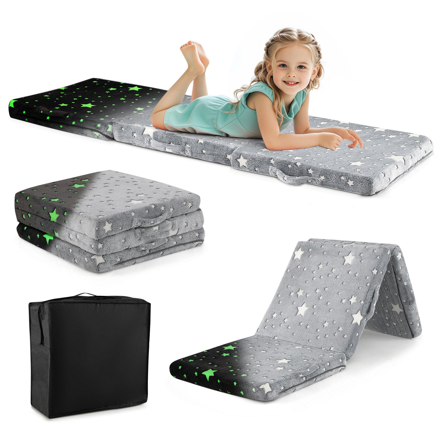 Foldable Floor Mattress for Kids with Washable Cover