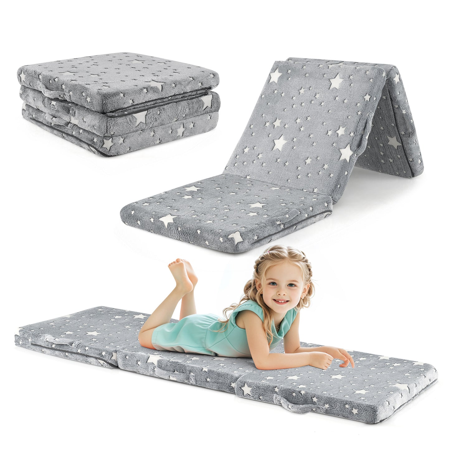 Foldable Floor Mattress for Kids with Washable Cover