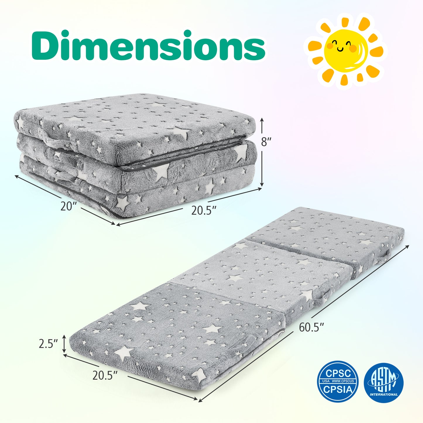 Foldable Floor Mattress for Kids with Washable Cover