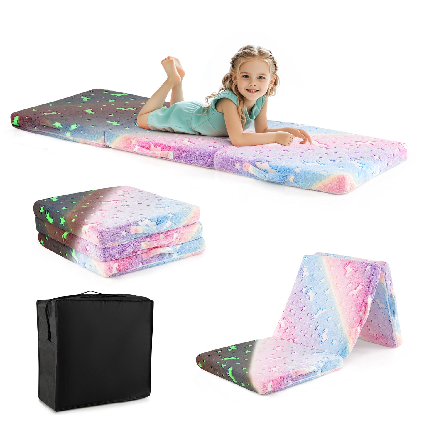 Foldable Floor Mattress for Kids with Washable Cover