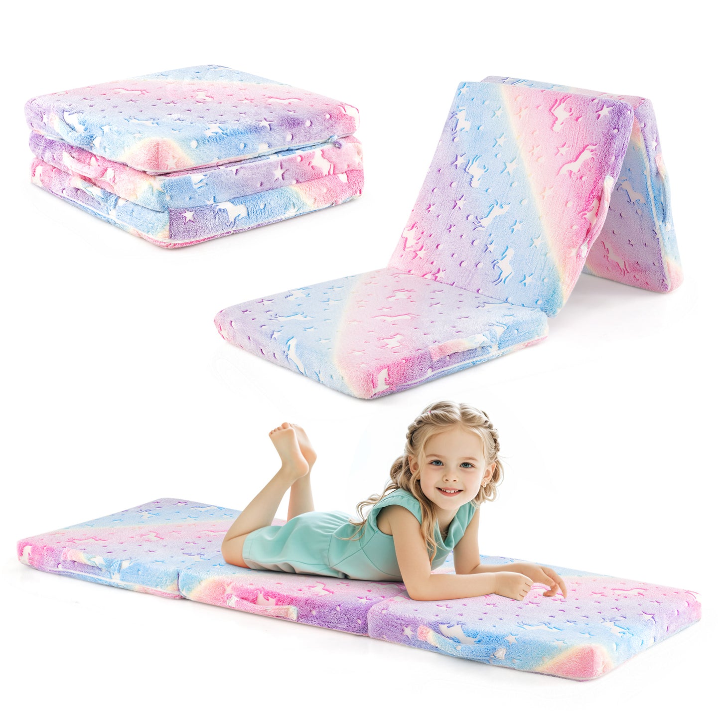Foldable Floor Mattress for Kids with Washable Cover