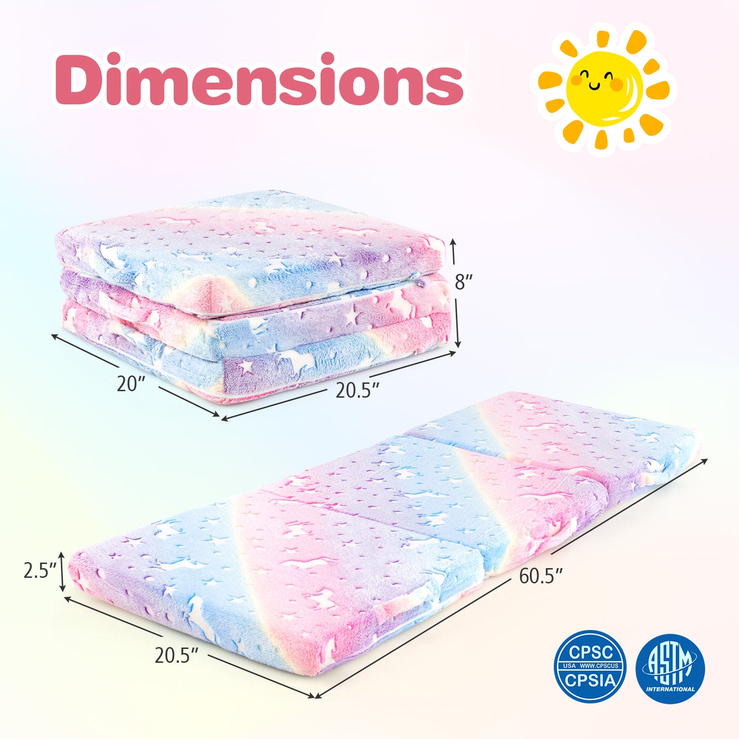 Foldable Floor Mattress for Kids with Washable Cover