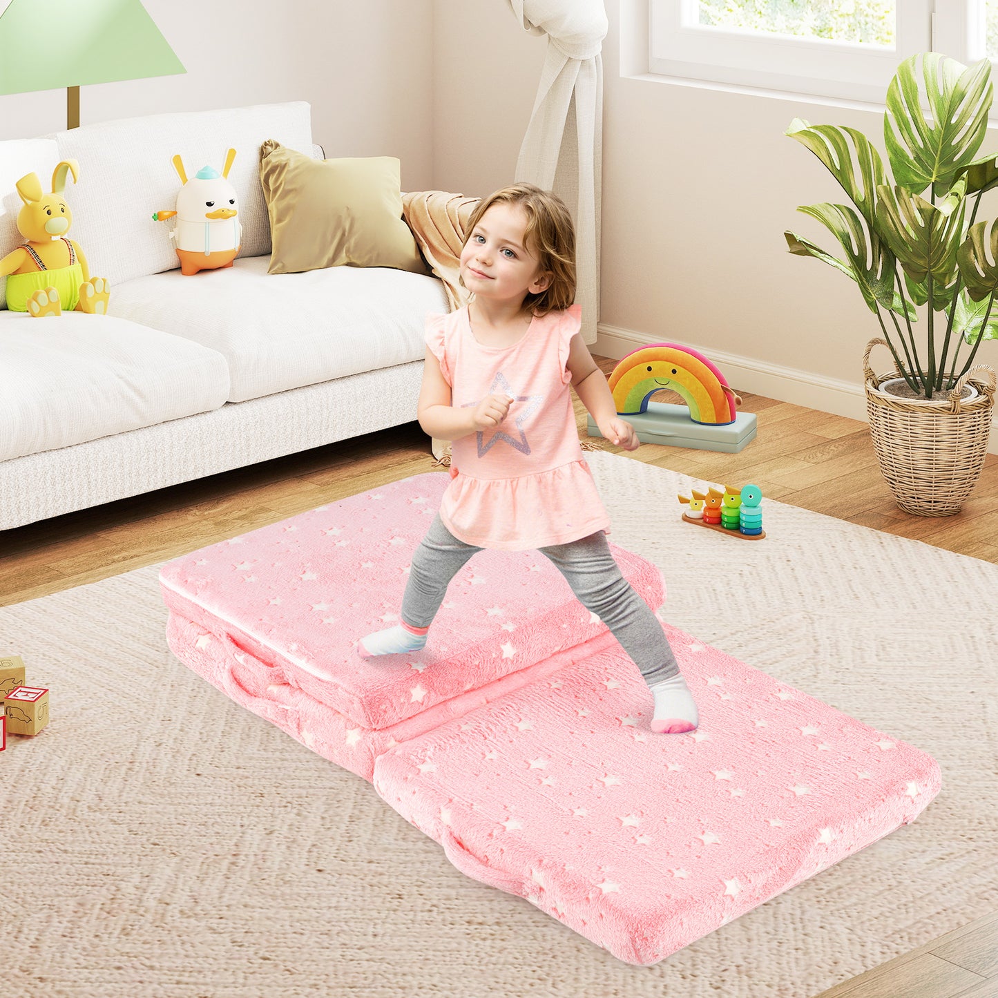 Foldable Floor Mattress for Kids with Washable Cover