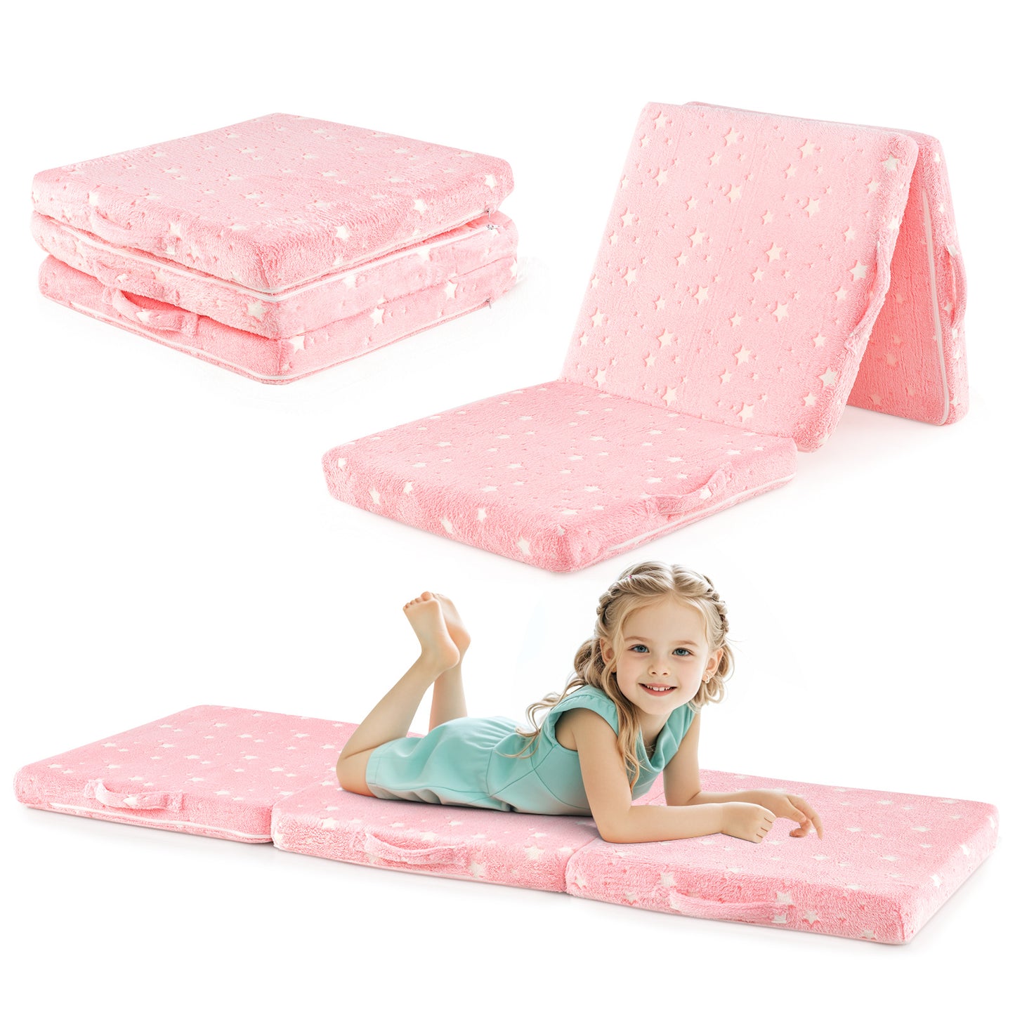 Foldable Floor Mattress for Kids with Washable Cover