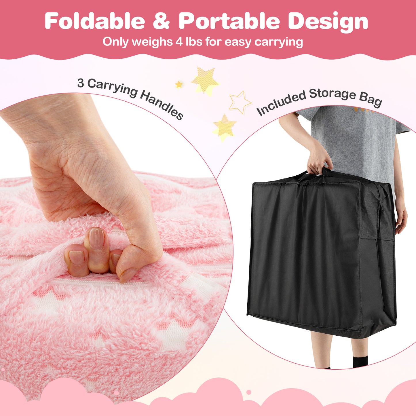 Foldable Floor Mattress for Kids with Washable Cover
