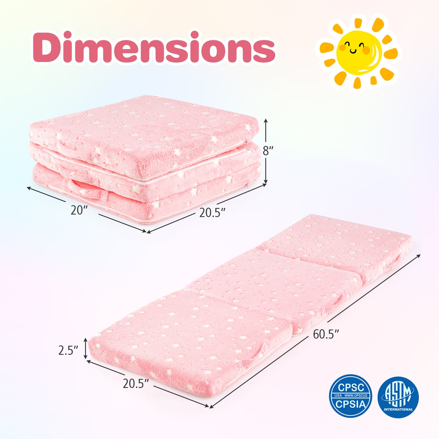 Foldable Floor Mattress for Kids with Washable Cover