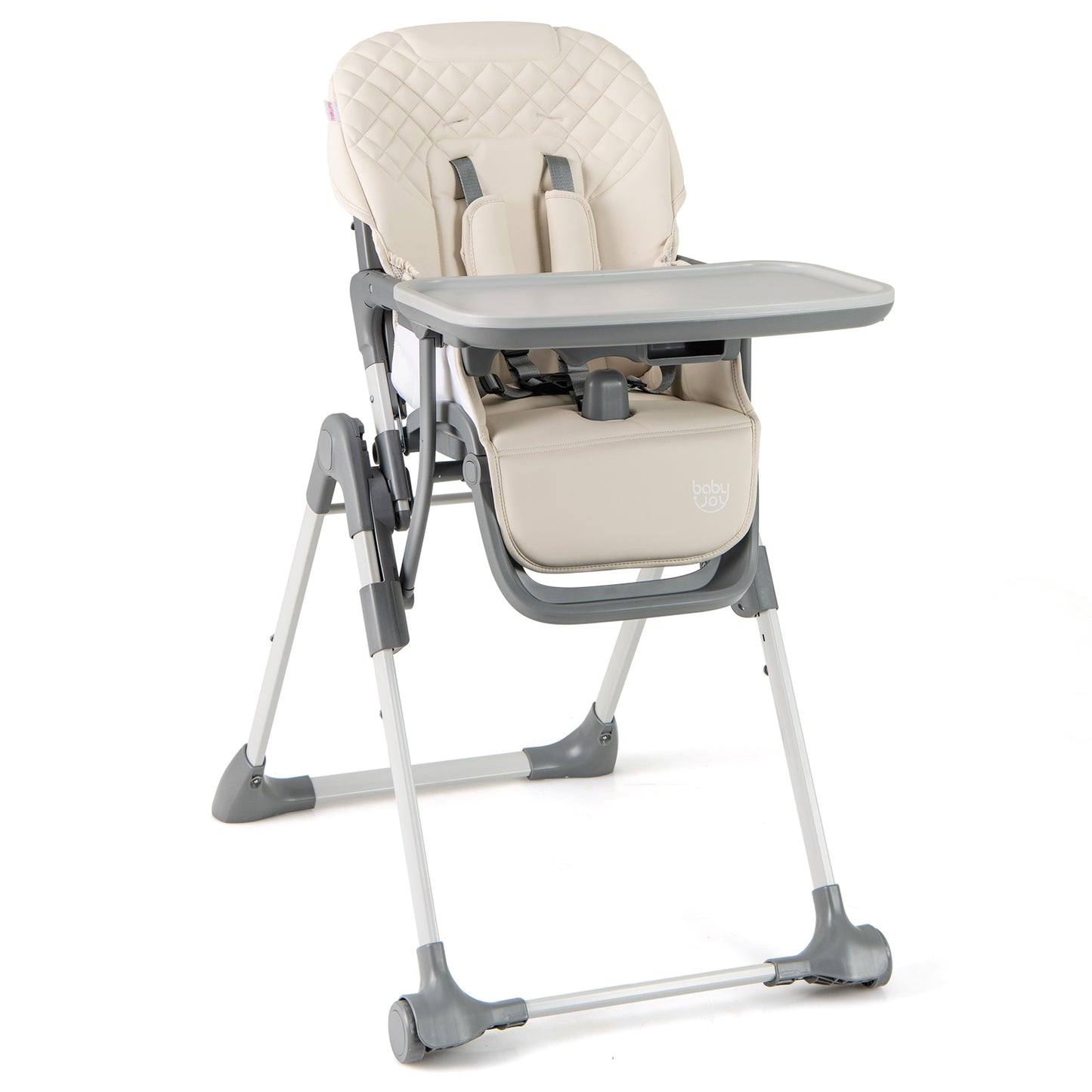 Foldable High Chair with Adjustable Height and Detachable Tray