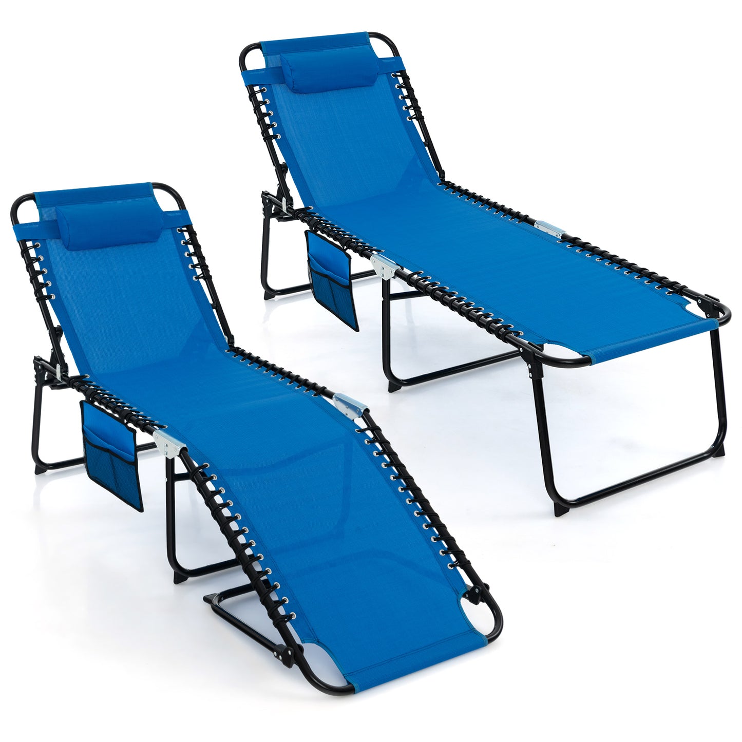 Adjustable Folding Lounge Chair with Footrest - 265 lb Capacity