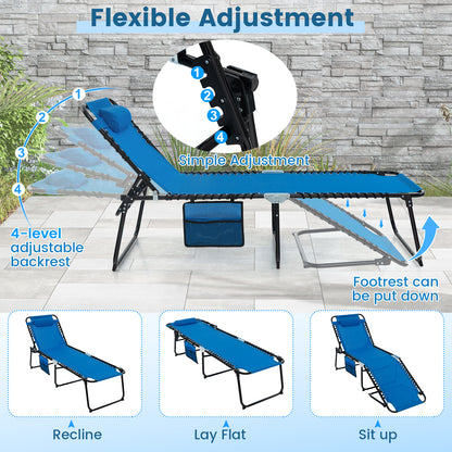 Adjustable Folding Lounge Chair with Footrest - 265 lb Capacity