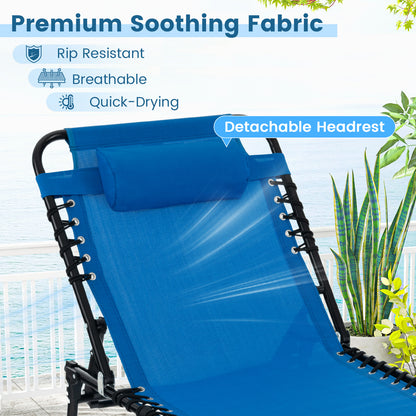Adjustable Folding Lounge Chair with Footrest - 265 lb Capacity