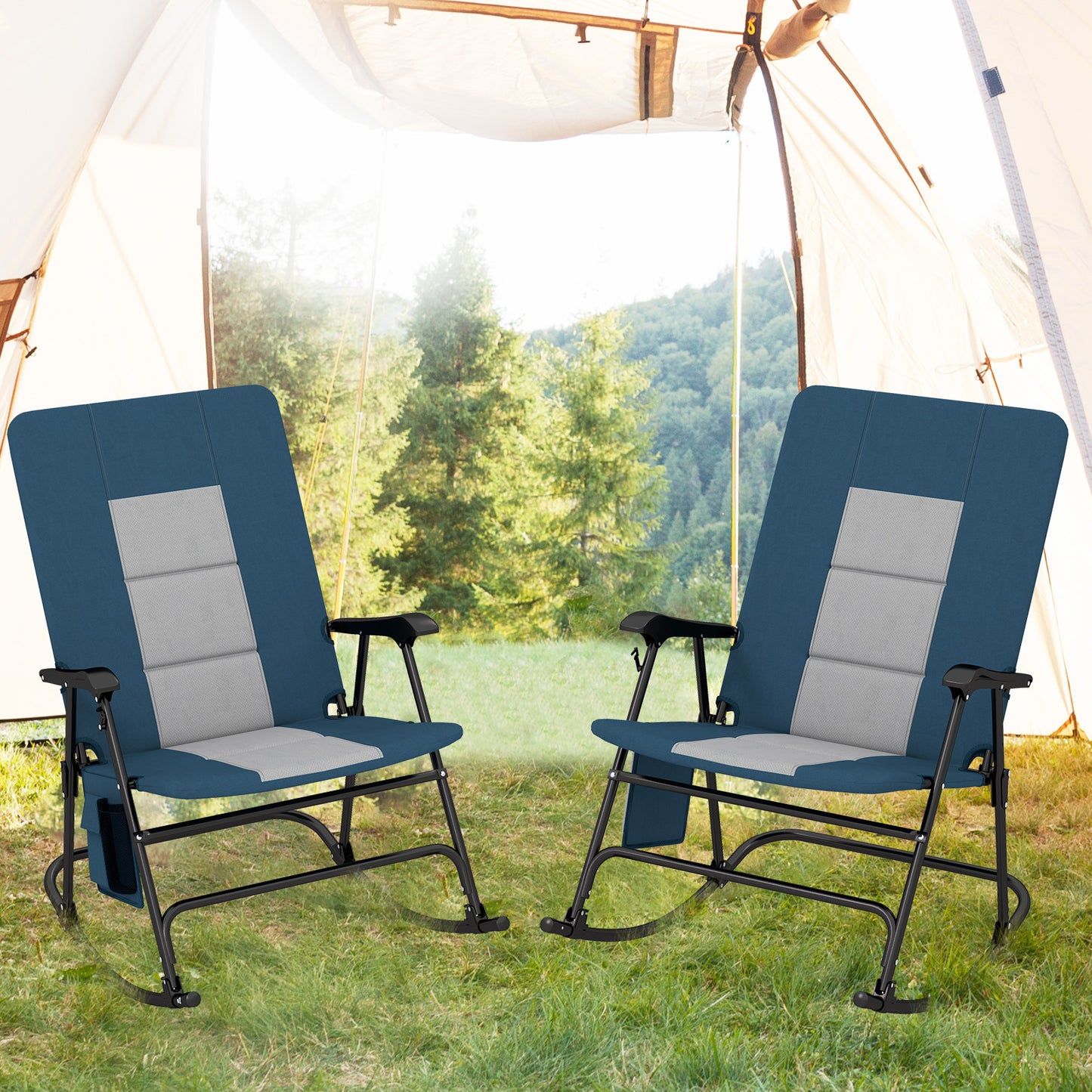 Foldable Rocking Camping Chair with 500 lbs Capacity