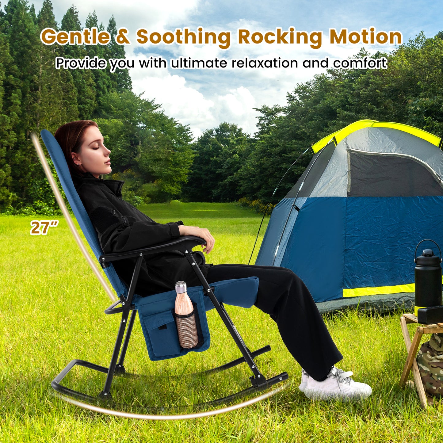 Foldable Rocking Camping Chair with 500 lbs Capacity