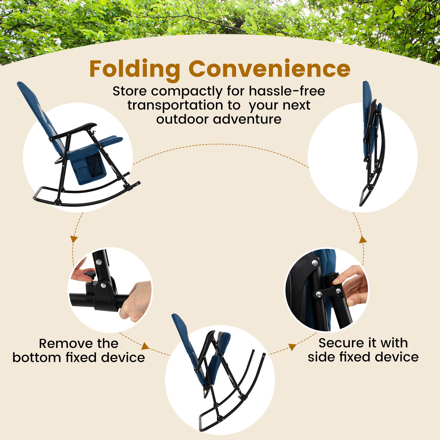 Foldable Rocking Camping Chair with 500 lbs Capacity