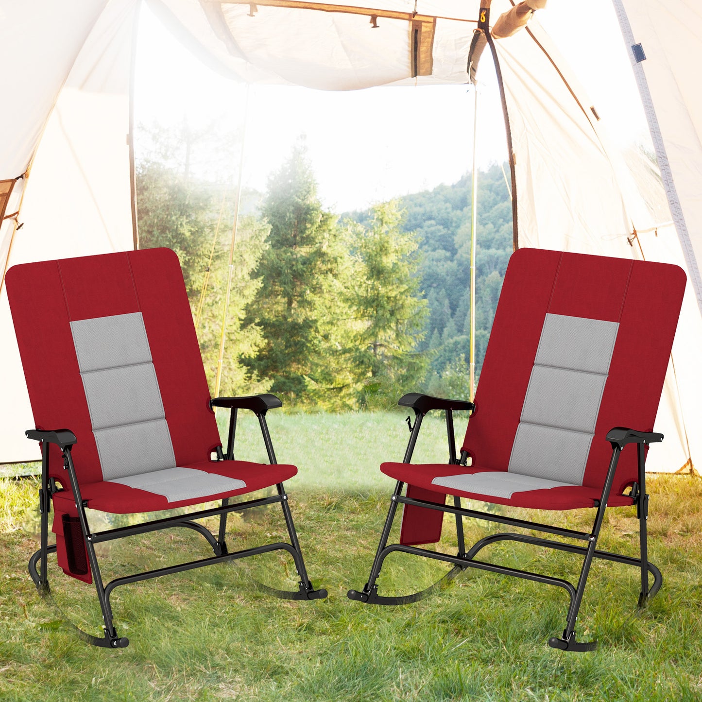 Foldable Rocking Camping Chair with 500 lbs Capacity
