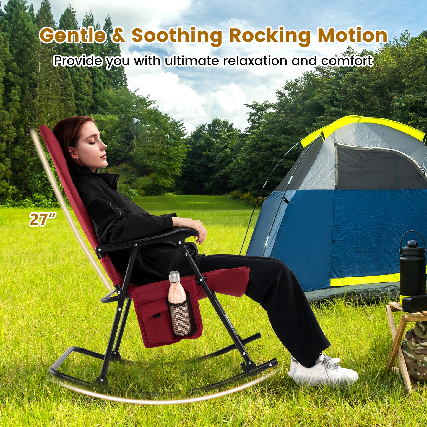 Foldable Rocking Camping Chair with 500 lbs Capacity