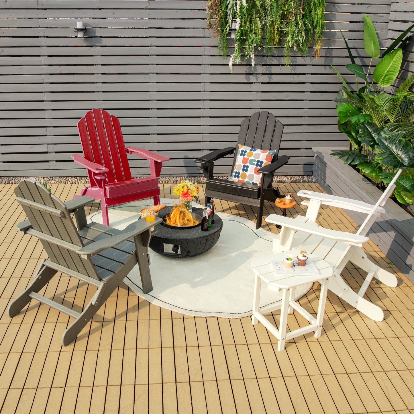 Foldable Adirondack Chair with Cup Holder - Weather Resistant