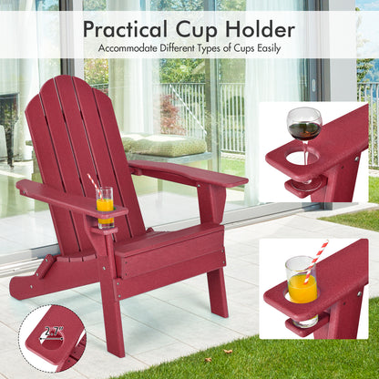 Foldable Adirondack Chair with Cup Holder - Weather Resistant