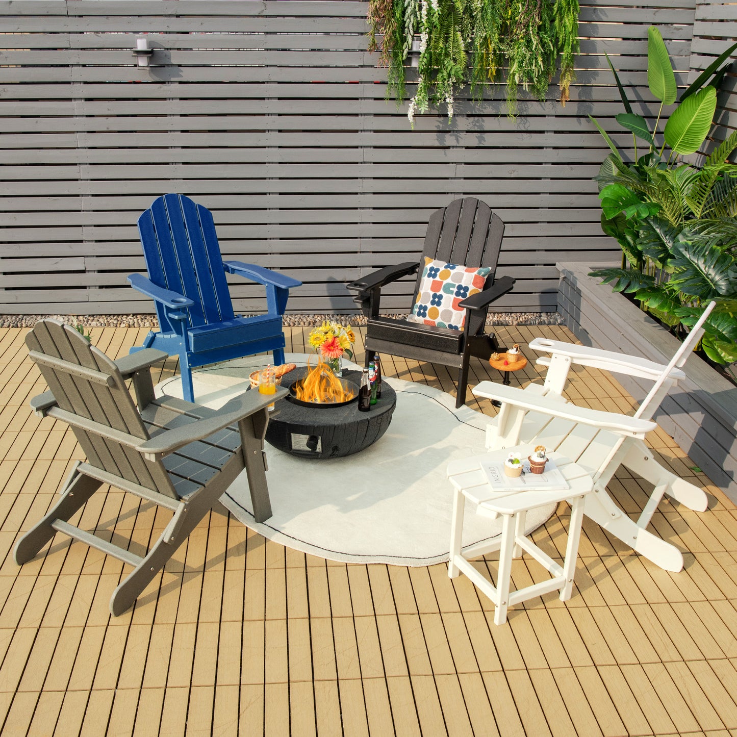 Foldable Adirondack Chair with Cup Holder - Weather Resistant