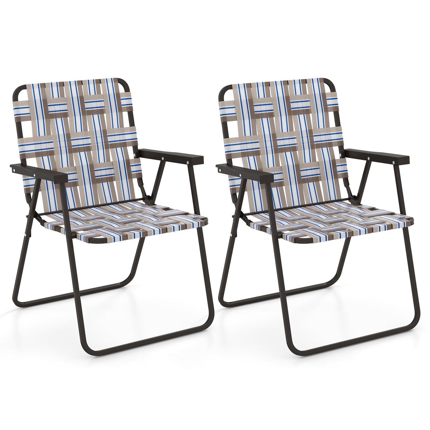 Folding Beach Chair with Steel Frame - Set of 4
