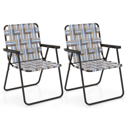 Folding Beach Chair with Steel Frame - Set of 4