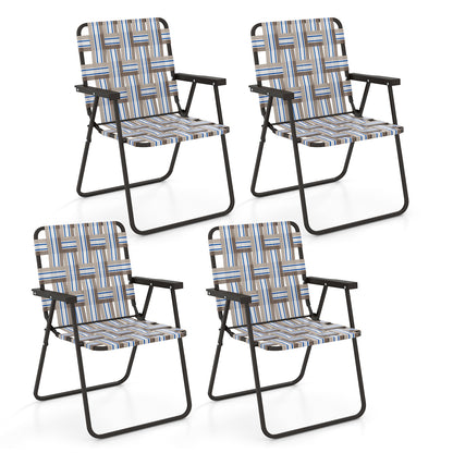 Folding Beach Chair with Steel Frame - Set of 4