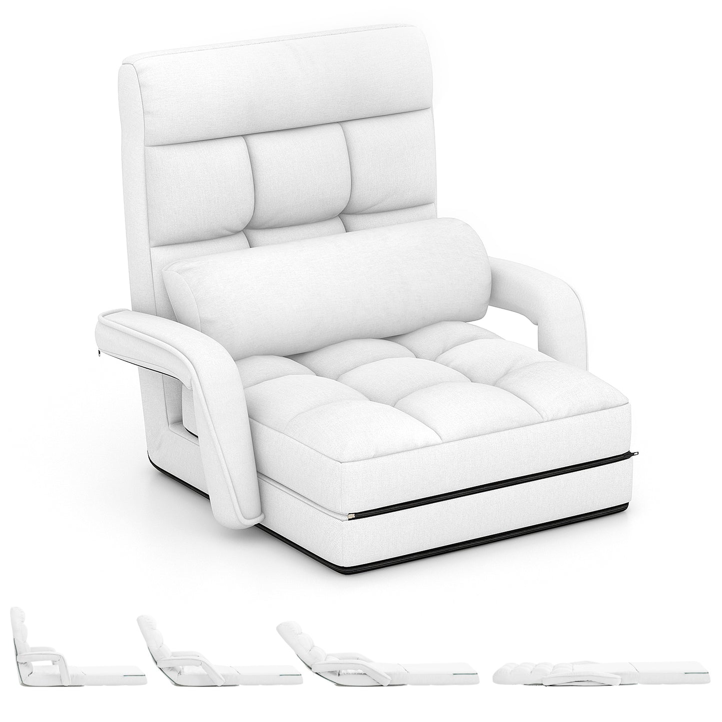 Folding Floor Chair with 6 Adjustable Positions and Armrests