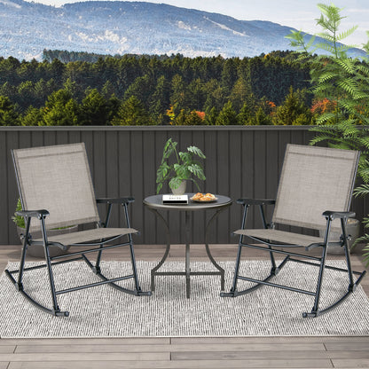Folding Rocking Chair Set of 2 with Breathable Fabric