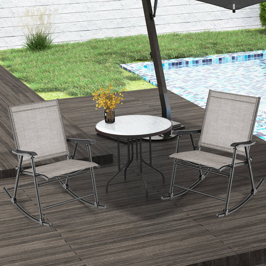 Folding Rocking Chair Set of 2 with Breathable Fabric