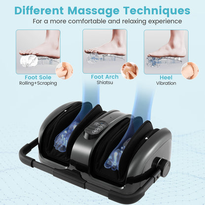 Foot and Calf Massager with Heat for Blood Circulation Pain Relief-Gray