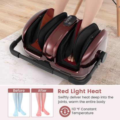 Foot and Calf Massager with Heat for Blood Circulation Pain Relief-Red