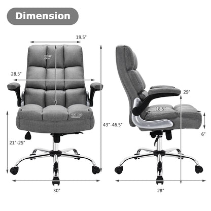 High Back Swivel Office Chair with Flip-Up Arms - 400 lbs