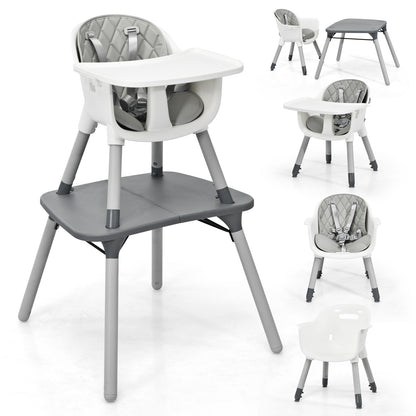 4-in-1 Convertible Baby High Chair with PU Cushion