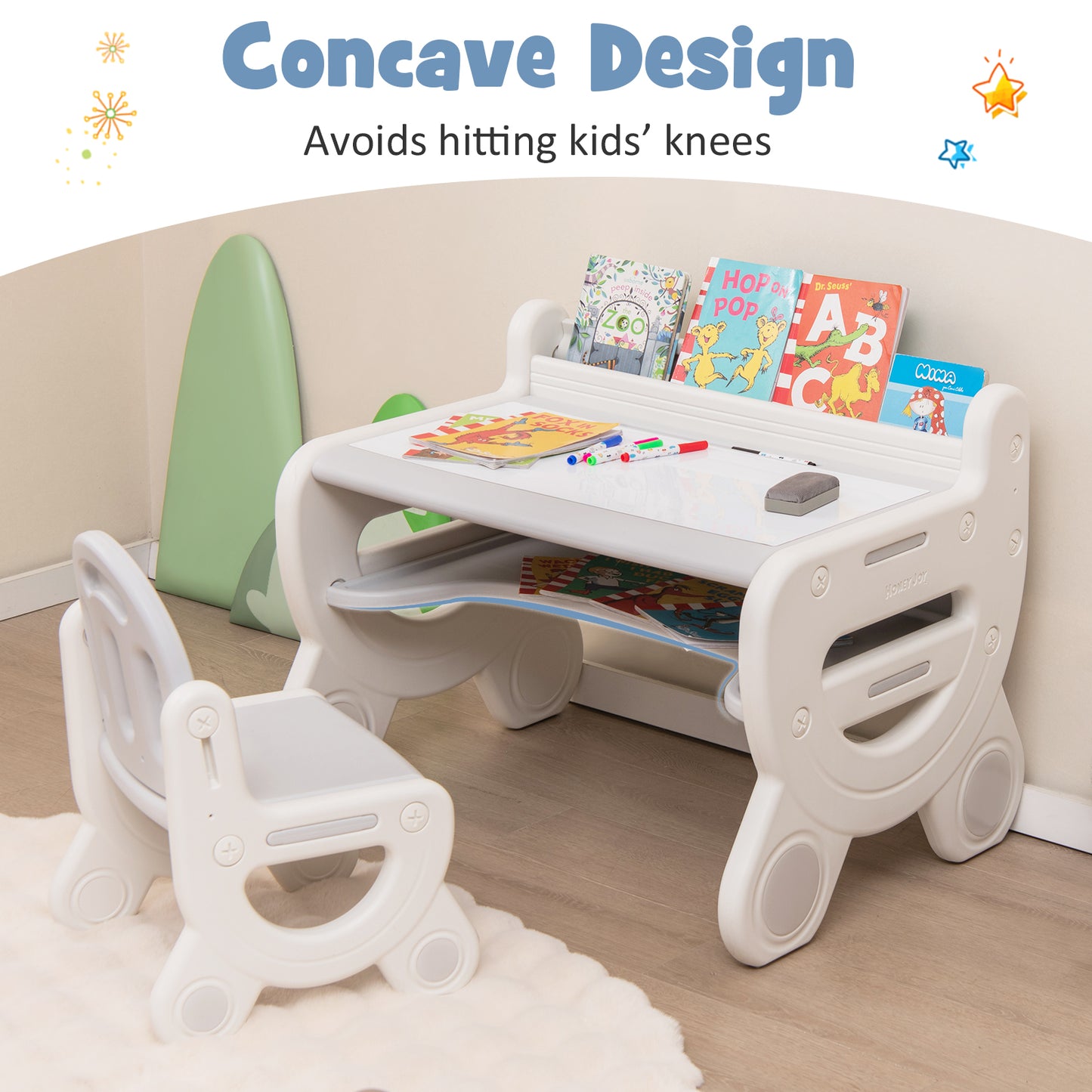 Kids Drawing Table and Chair Set with Watercolor Pens
