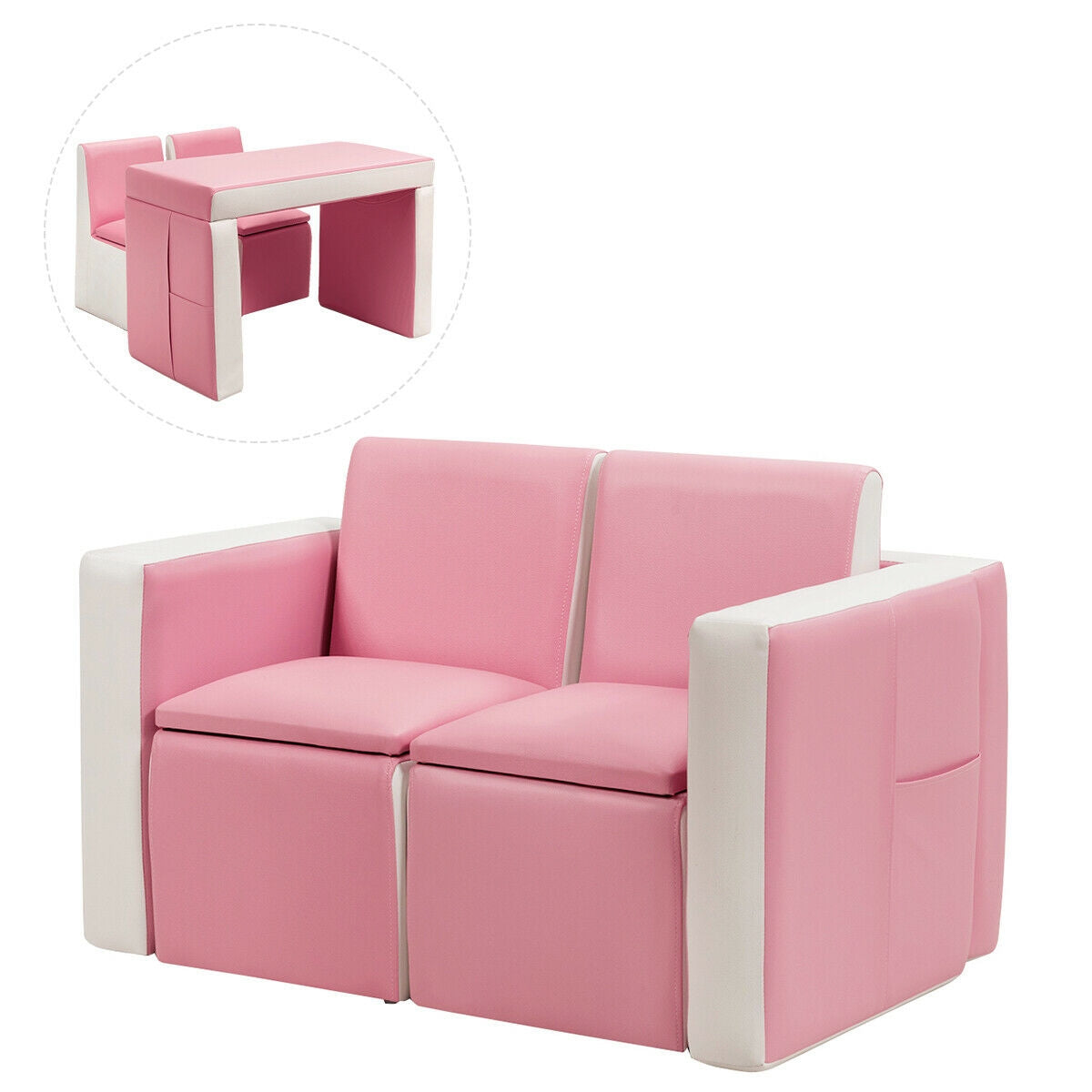 Kids Sofa Table Chair Set - Convertible 3-in-1 Furniture
