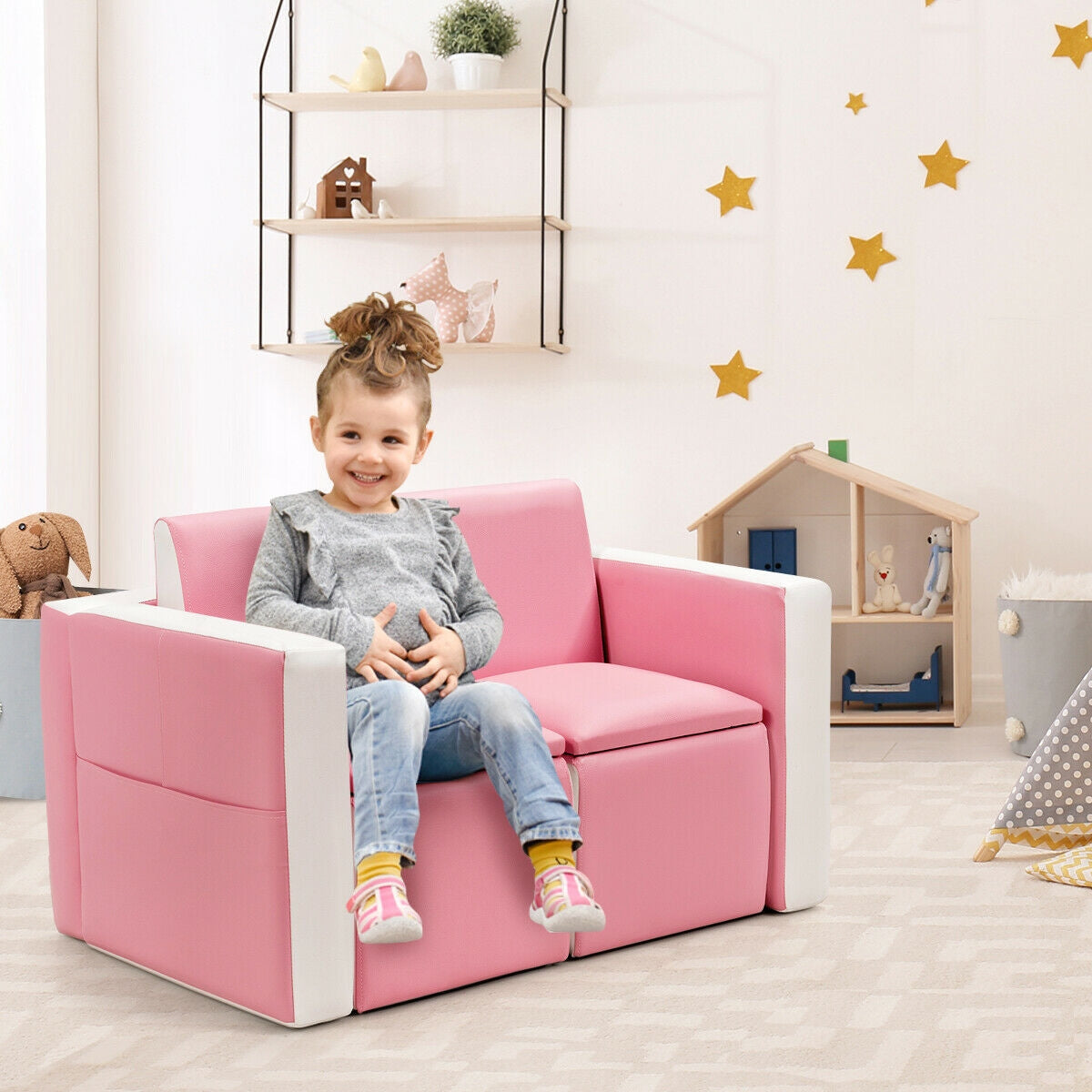 Kids Sofa Table Chair Set - Convertible 3-in-1 Furniture