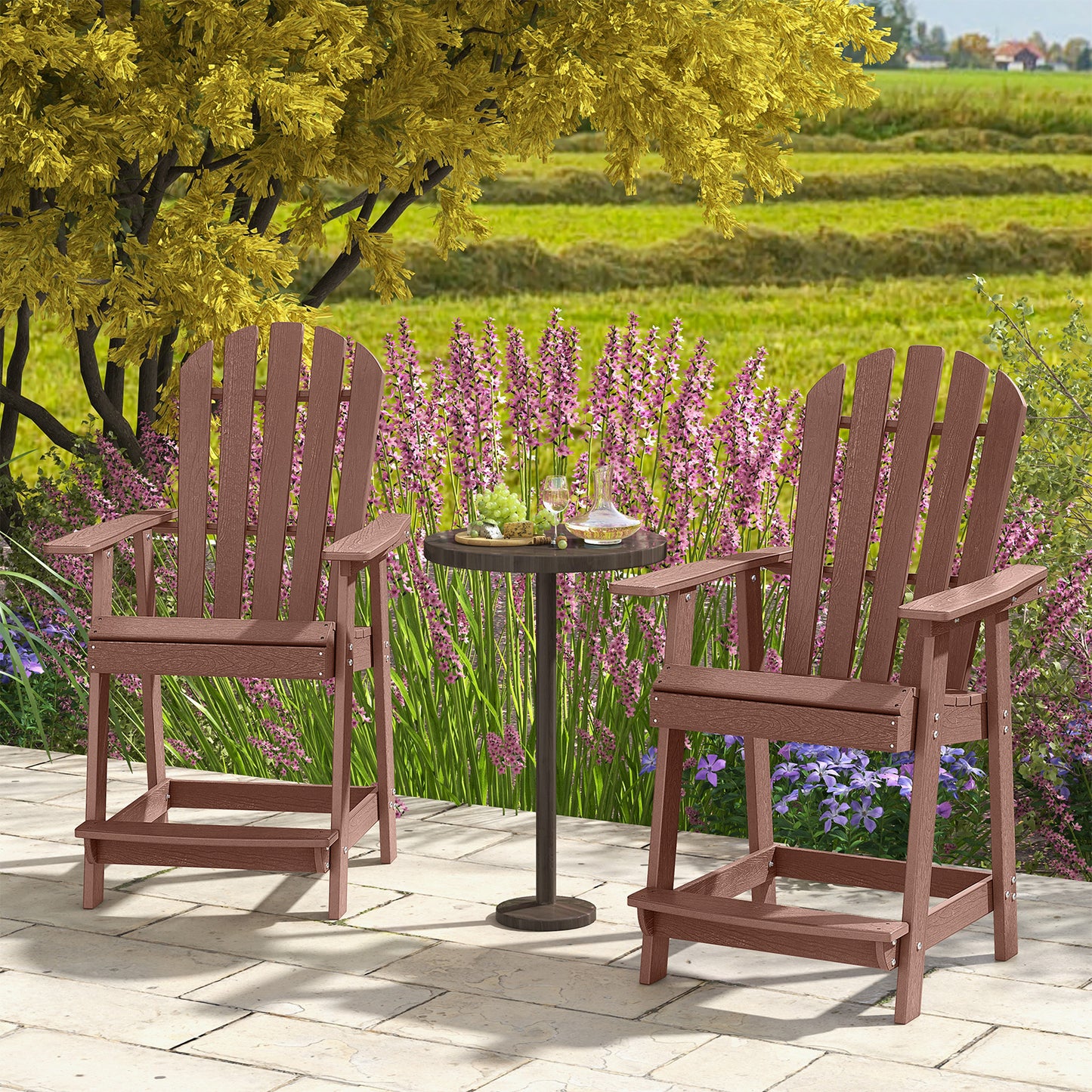 HDPE Adirondack Chair with Footrest - Weather Resistant