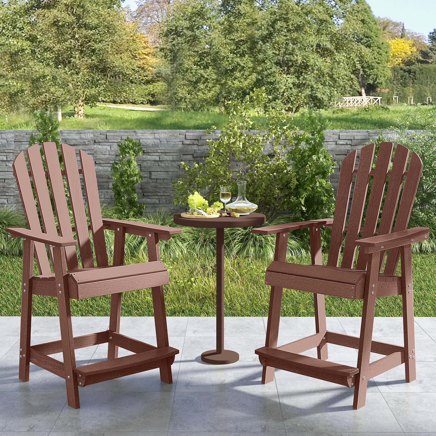 HDPE Adirondack Chair with Footrest - Weather Resistant