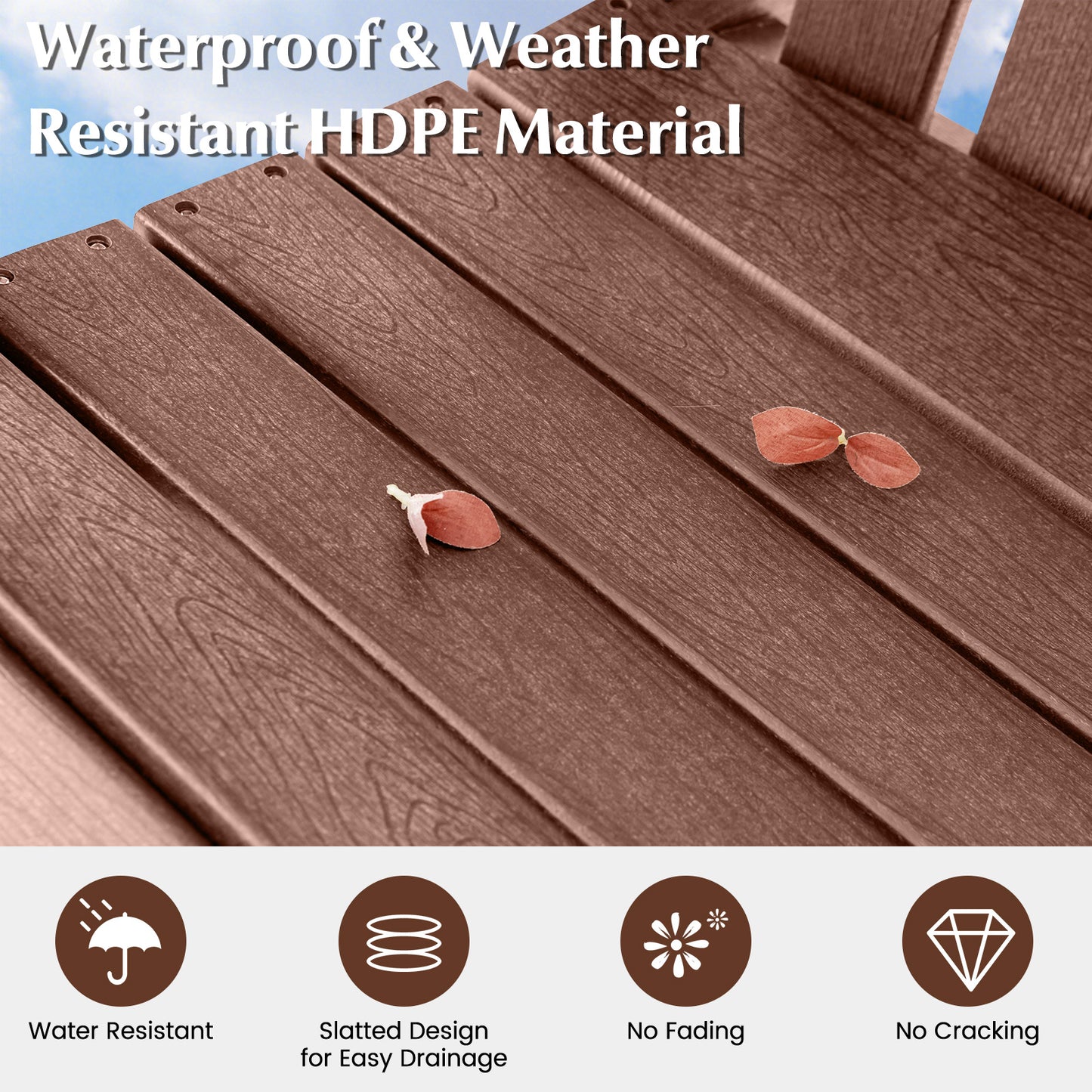 HDPE Adirondack Chair with Footrest - Weather Resistant