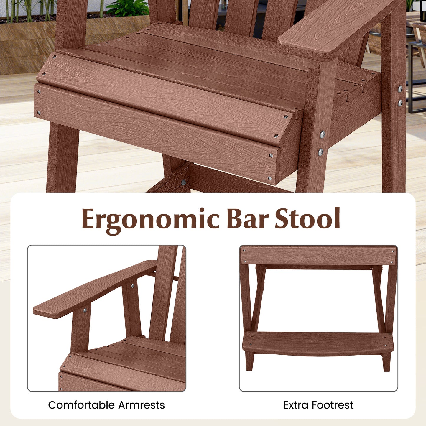 HDPE Adirondack Chair with Footrest - Weather Resistant