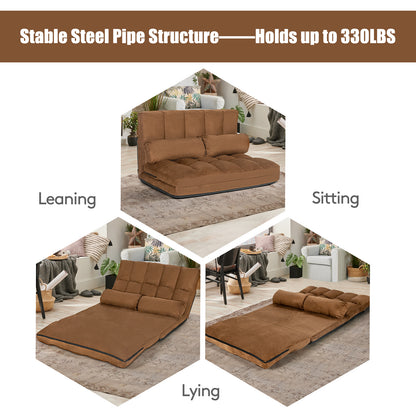 6-Position Foldable Floor Sofa Bed with Removable Cover