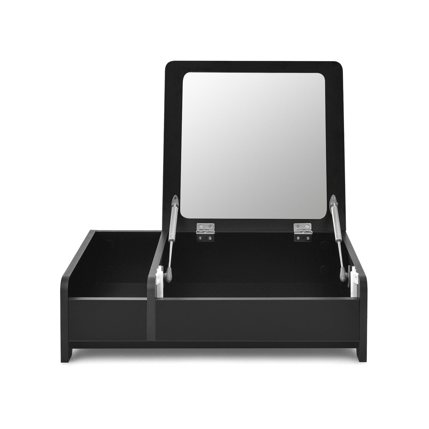 Flip-Top Makeup Vanity Table with Hidden Storage - Black