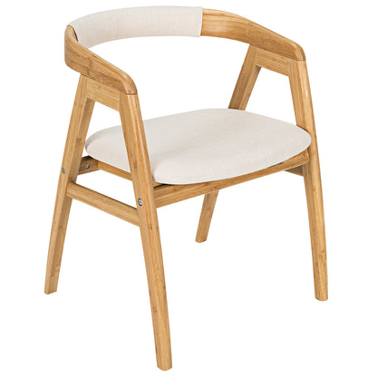 Bamboo Dining Chair with Curved Back and Cushioned Seat