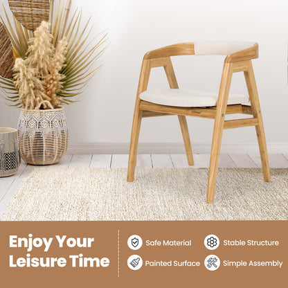 Bamboo Dining Chair with Curved Back and Cushioned Seat