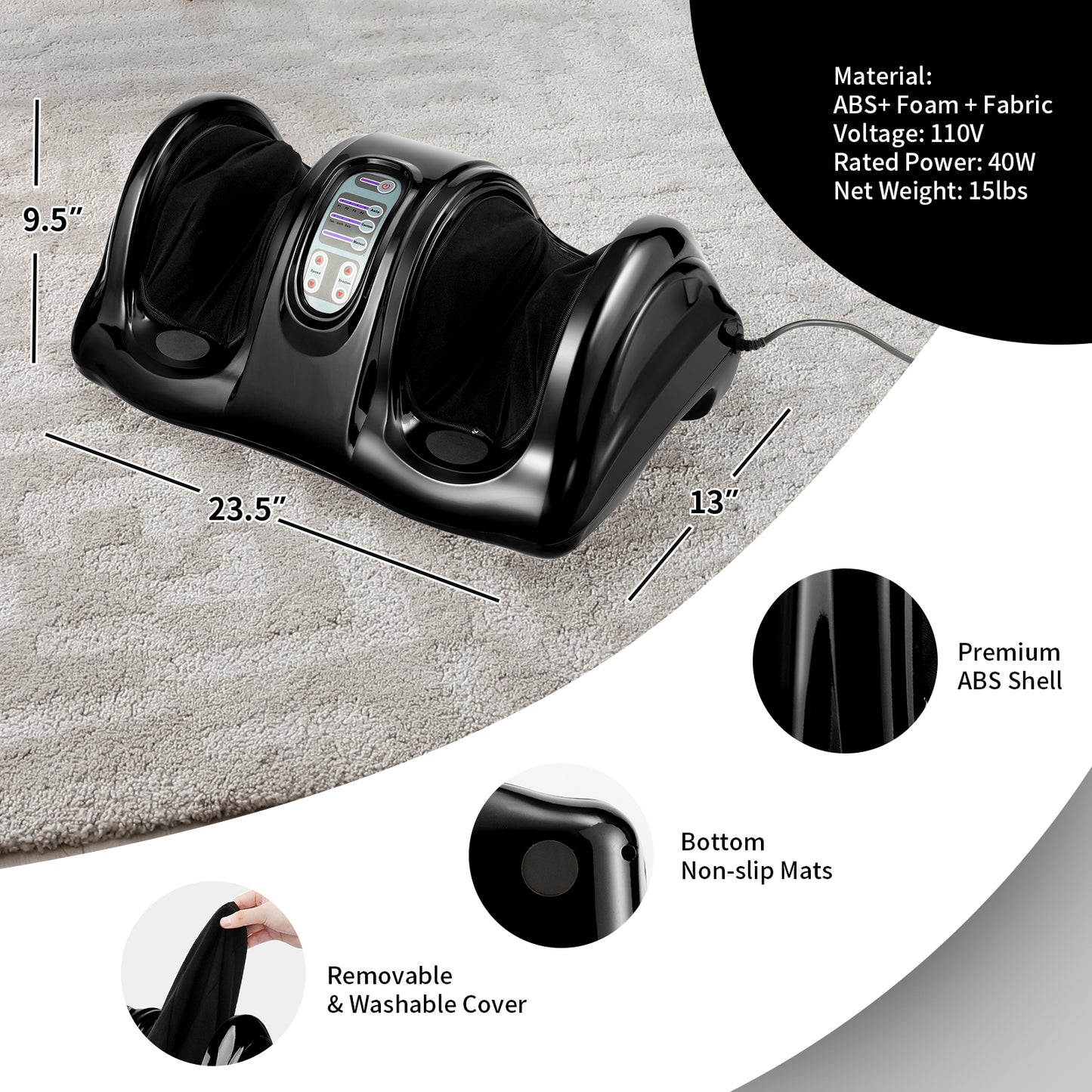Shiatsu Foot Massager with High Intensity Rollers
