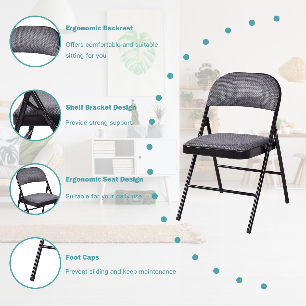 Folding Conference Chairs with Padded Seats - Set of 4