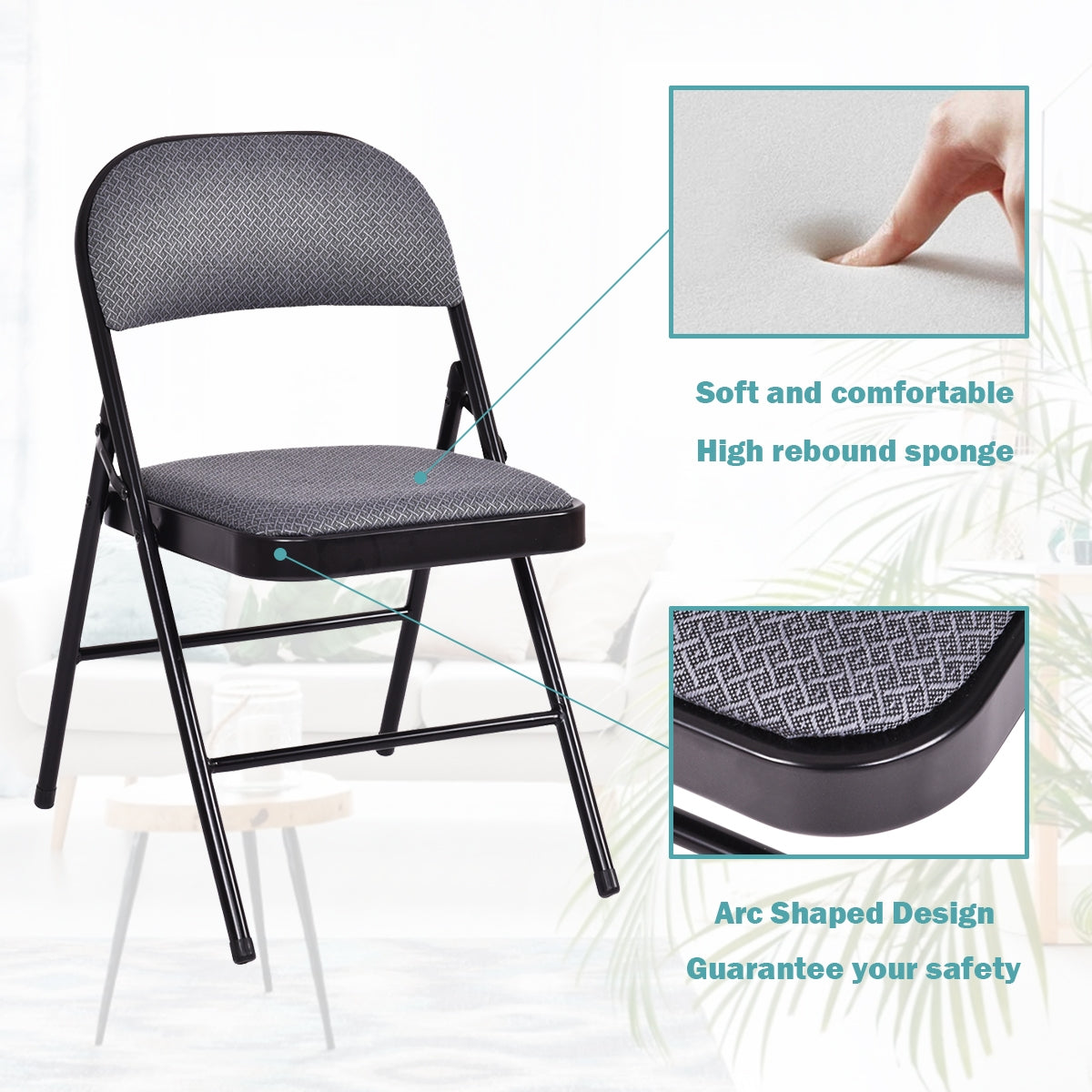 Folding Conference Chairs with Padded Seats - Set of 4