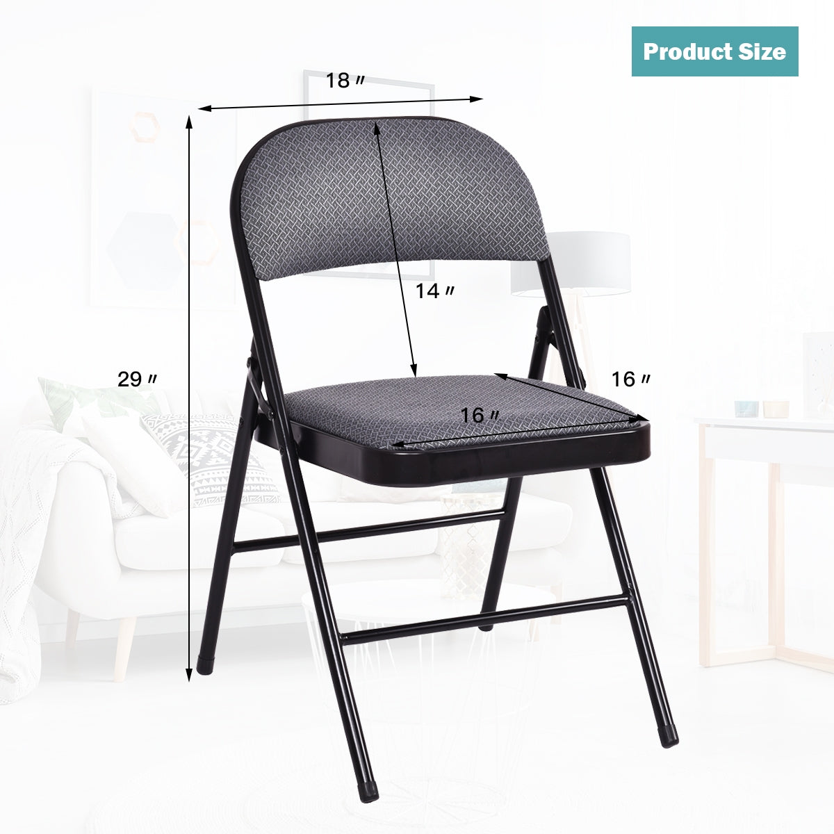 Folding Conference Chairs with Padded Seats - Set of 4
