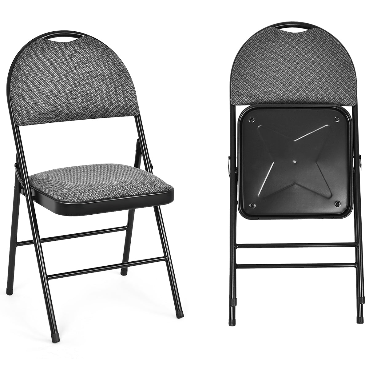Padded Folding Conference Chair with Backrest - Gray
